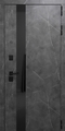 Металлическая дверь с тонированной стеклянной вставкой и панелями МДФ «мрамор»