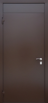 Металлическая дверь с верхней вставкой и порошковым покрытием коричневого цвета Металлическая дверь с верхней вставкой и порошковым покрытием коричневого цвета